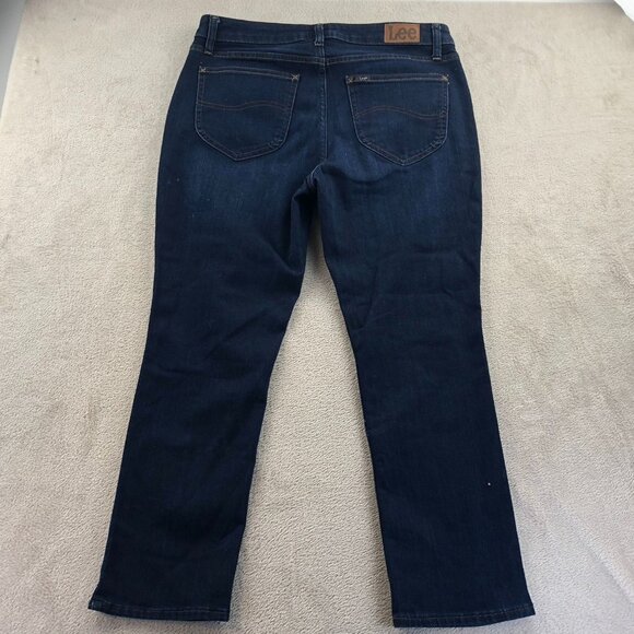 Lee Womens Jeans Size 14S Blue Dark Denim Classic Straight Leg Mid Rise Casual - Picture 14 of 14